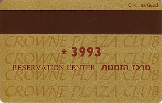 Hotel Keycard Crowne Plaza Jerusalem Israel Back