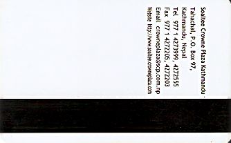 Hotel Keycard Crowne Plaza Kathmandu Nepal Back