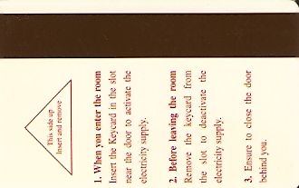 Hotel Keycard Crowne Plaza Kuching Malaysia Back