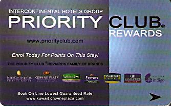 Hotel Keycard Crowne Plaza  Kuwait Front