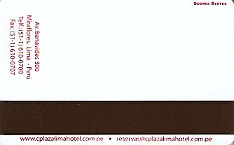 Hotel Keycard Crowne Plaza Lima Peru Back