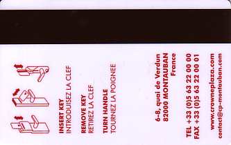 Hotel Keycard Crowne Plaza Montauban France Back