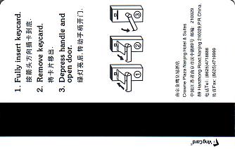 Hotel Keycard Crowne Plaza Nanjing China Back