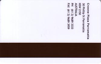 Hotel Keycard Crowne Plaza Parramatta Australia Back