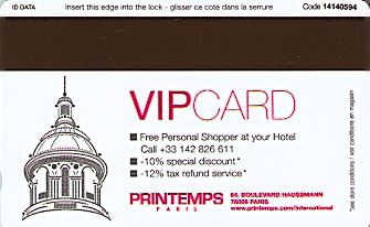 Hotel Keycard Crowne Plaza Paris France Back