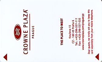Hotel Keycard Crowne Plaza Prague Czech Republic Front