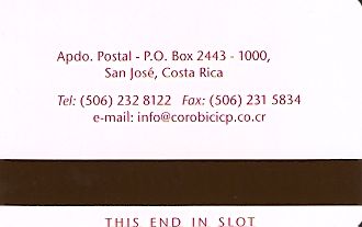 Hotel Keycard Crowne Plaza San Jose Costa Rica Back