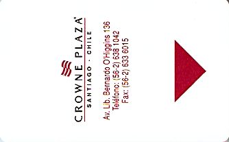 Hotel Keycard Crowne Plaza Santiago Chile Front