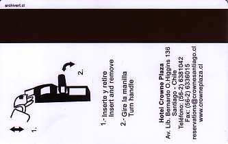 Hotel Keycard Crowne Plaza Santiago Chile Back