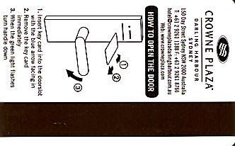 Hotel Keycard Crowne Plaza Sydney Australia Back