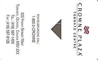 Hotel Keycard Crowne Plaza Toronto Canada Front