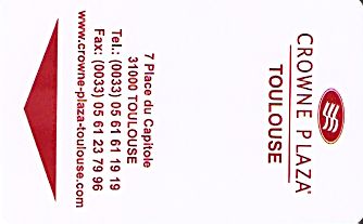 Hotel Keycard Crowne Plaza Toulouse France Front