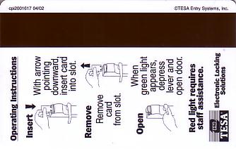 Hotel Keycard Days Inn Generic Back