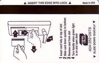 Hotel Keycard Days Inn Generic Back