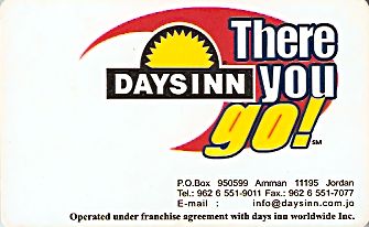 Hotel Keycard Days Inn Amman Jordan Front