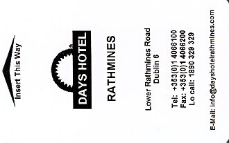 Hotel Keycard Days Inn Dublin Ireland Front