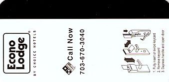 Hotel Keycard Econo Lodge Generic Back