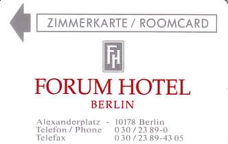 Hotel Keycard Forum Hotel Berlin Germany Front