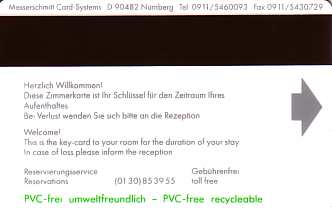 Hotel Keycard Forum Hotel Berlin Germany Back