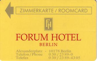 Hotel Keycard Forum Hotel Berlin Germany Front