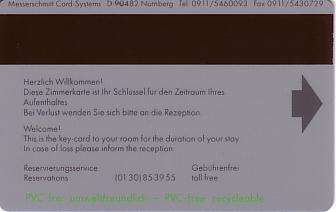 Hotel Keycard Forum Hotel Berlin Germany Back