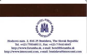 Hotel Keycard Forum Hotel Bratislava Slovakia Back