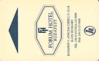 Hotel Keycard Forum Hotel Budapest Hungary Front