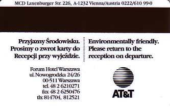 Hotel Keycard Forum Hotel Warsaw Poland Back