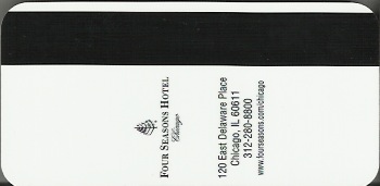 Hotel Keycard Four Seasons Chicago U.S.A. Back