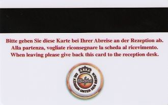 Hotel Keycard Four Points Hotels Bolzano Italy Back