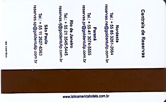 Hotel Keycard Golden Tulip  Brazil Back