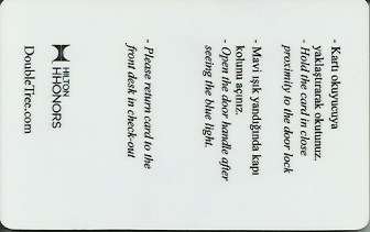 Hotel Keycard Hilton Doubletree Izmir Turkey Back