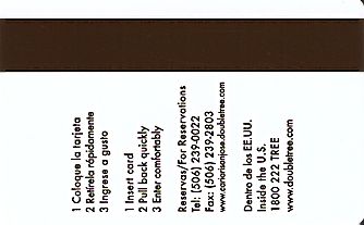 Hotel Keycard Hilton Doubletree San Jose Costa Rica Back