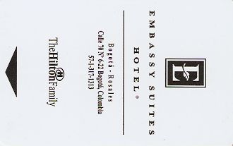 Hotel Keycard Hilton Embassy Bogota Colombia Front