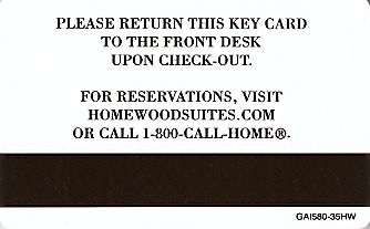 Hotel Keycard Hilton Homewood Generic Back