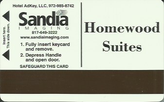 Hotel Keycard Hilton Homewood Addison U.S.A. Back