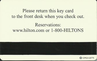 Hotel Keycard Hilton Generic Back