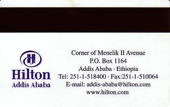 Hotel Keycard Hilton Addis Ababa Ethiopia Back