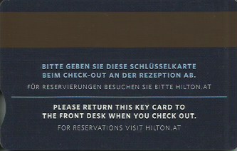 Hotel Keycard Hilton  Austria Back