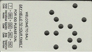 Hotel Keycard Hilton Bali Indonesia Back