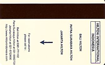 Hotel Keycard Hilton Bali Indonesia Back