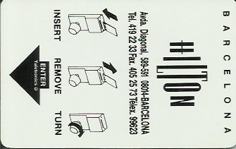 Hotel Keycard Hilton Barcelona Spain Front