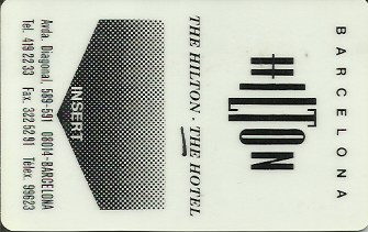 Hotel Keycard Hilton Barcelona Spain Front