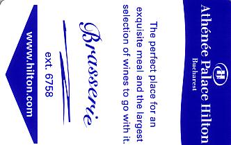 Hotel Keycard Hilton Bucharest Romania Front