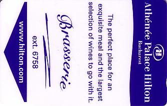 Hotel Keycard Hilton Bucharest Romania Front