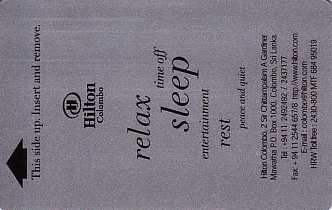 Hotel Keycard Hilton Colombo Sri Lanka Front