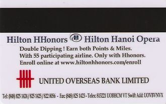 Hotel Keycard Hilton Hanoi Vietnam Back