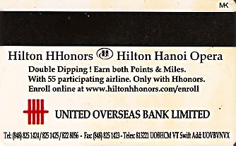 Hotel Keycard Hilton Hanoi Vietnam Back
