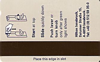 Hotel Keycard Hilton Innsbruck Austria Back