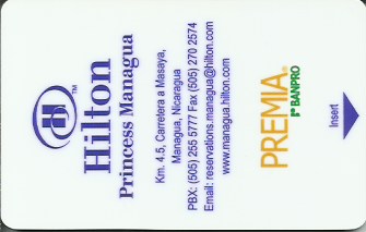 Hotel Keycard Hilton Managua Nicaragua Front